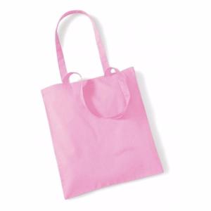 Draagtasje met hengsels - lichtroze - 42 x 38 cm - katoen - 10 liter - boodschappen - gymtas