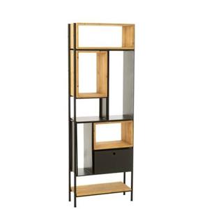 J-Line kast Tina - hout|ijzer - zwart|naturel - small