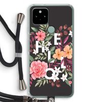 Hello in flowers: Pixel 5 Transparant Hoesje met koord