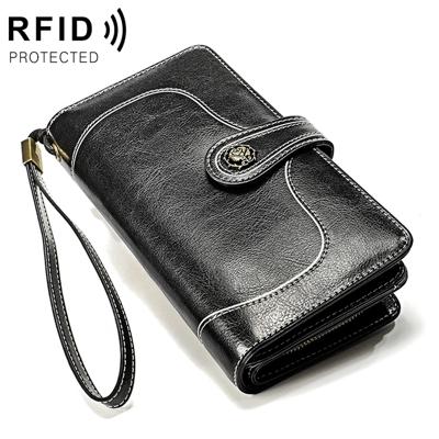 3555 grote capaciteit lange multifunctionele anti-magnetische RFID portemonnee Clutch voor dames met kaartsleuven (zwart)