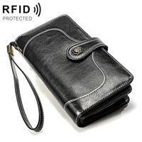 3555 grote capaciteit lange multifunctionele anti-magnetische RFID portemonnee Clutch voor dames met kaartsleuven (zwart)