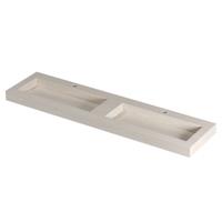 INK Pitch Wastafel keramische slab bak dubbel met drain en front en side skirts 2 kraangaten 180x45x9 Travertin mat