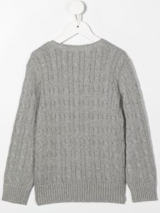 Ralph Lauren Kids pull en maille torsadée à col rond - Gris