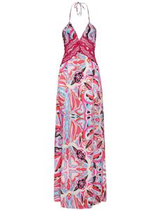 Philipp Plein abstract-print V-neck maxi dress - Rose