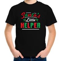 Santas little helper / Het hulpje van de Kerstman Kerst t-shirt zwart voor kinderen - thumbnail