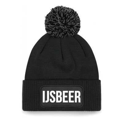 IJsbeer muts met pompon unisex one size - zwart