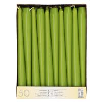 Dinerkaarsen/kandelaarkaarsen Mega pack - 50x stuks - olijfgroen - Gotisch - 25 cm