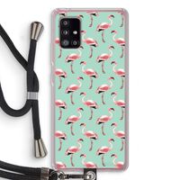 Flamingoprint groen: Samsung Galaxy A51 5G Transparant Hoesje met koord