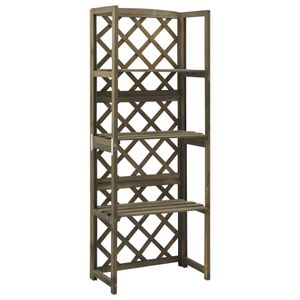 VidaXL Latwerk met schappen 55x30x140 cm massief vurenhout grijs