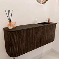 Toiletmeubel Mondiaz Joya | 101.6 cm | Meubelkleur Walnut | Faye wastafel Urban Rechts | 1 kraangat
