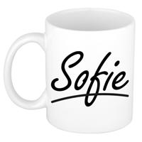 Sofie Naam koffiemok - beker - met sierlijke letters - wit - 300 ml - Cadeau - Dames