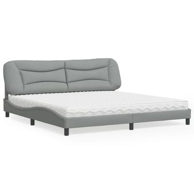 Bed met matras "Hvar" stof lichtgrijs 200x200 cm