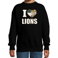 I love lions foto sweater zwart voor kinderen - cadeau trui leeuwen liefhebber 14-15 jaar (170/176)  - - thumbnail