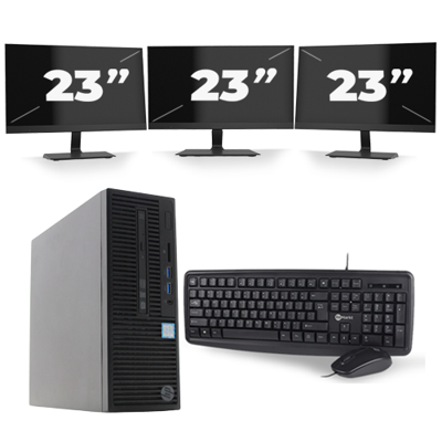 HP 280 G2 SFF - Intel Core i7-6e Generatie - 16GB RAM - 256GB SSD - Windows 11 + 3x 23 inch Monitor