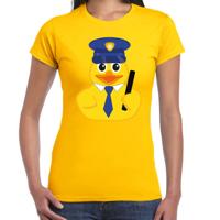 Verkleed T-shirt dames - geel - badeend politie - foute party/themafeest