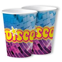 Disco feest wegwerp bekertjes - 20x - 250 ml - karton - jaren 80/disco themafeest