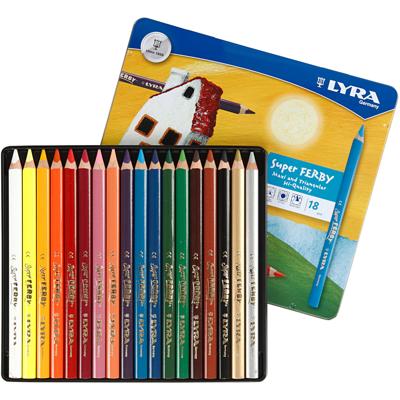 Lyra Super ferby 1 kleurpotloden, l: 18 cm, vulling 6,25 mm, diverse kleuren, 18 stuk/ 1 doos