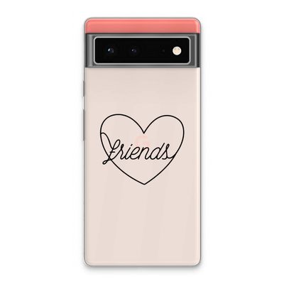Friends heart black: Google Pixel 6 Transparant Hoesje