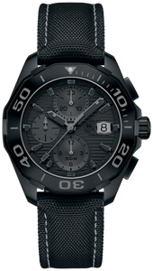 Horlogeband Tag Heuer CAY218B / FC6370 Leder/Textiel Zwart 21.5mm
