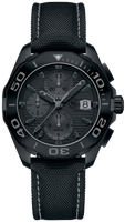 Horlogeband Tag Heuer CAY218B / FC6370 Leder/Textiel Zwart 21.5mm - thumbnail
