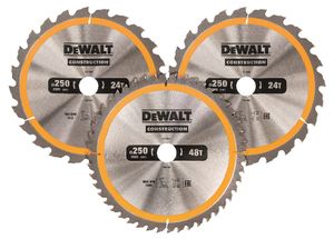 DeWalt Accessoires Cirkelzaagblad 3 pack 250x30mm : 2x DT1956-QZ + 1x DT1957-QZ - DT1963-QZ - DT1963-QZ