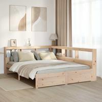 Bed met boekenkast zonder matras massief grenenhout 140x190 cm