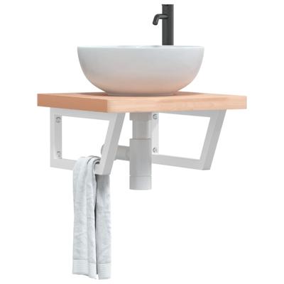 Badkamer wandschap staal en massief beukenhout