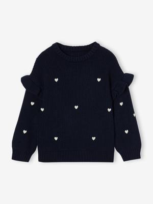 Trui met ruches aan de mouwen meisjes marineblauw