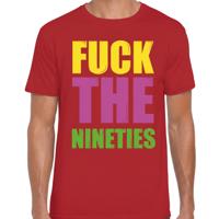 Foute Party T-shirt voor heren - Fuck the nineties - rood - nineties party - thema feest kleding