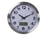 Aluminium wandklok met lcd-display en thermometer, hygrometer & weersvoorspelling dia. 35 cm - Velleman