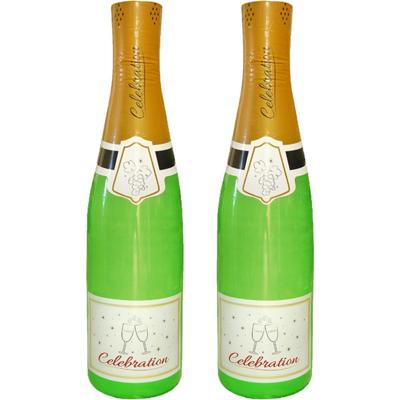 2x Stuks grote opblaasbare champagne fles - Oud en Nieuw - decoratie - 180 cm