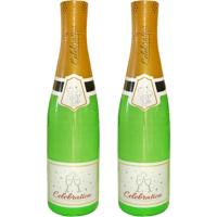 2x Stuks grote opblaasbare champagne fles - Oud en Nieuw - decoratie - 180 cm