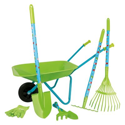 Small Foot - tuingereedschap met kruiwagen groen, 8dlg.