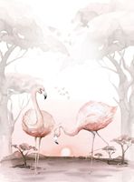 Behang Afrikaanse Dieren Flamingo's