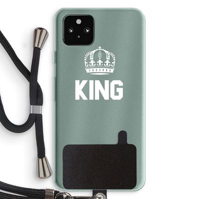King zwart: Pixel 5a 5G Transparant Hoesje met koord