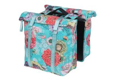 Basil bloom field dubbele fietstas, waterdicht, sky blue, 35l