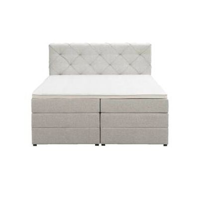 Boxspring met opbergruimte Liv geruit - ecru - 160x200 cm - Leen Bakker