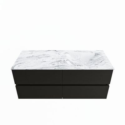 MONDIAZ VICA-DLUX 120cm badmeubel onderkast Urban 4 lades. Inbouw wastafel CLOUD rechts 1 kraangat, kleur Glace.