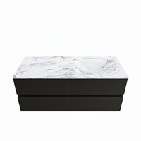 MONDIAZ VICA-DLUX 120cm badmeubel onderkast Urban 4 lades. Inbouw wastafel CLOUD rechts 1 kraangat, kleur Glace.