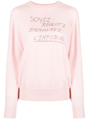 Sonia Rykiel pull à ornements strassés - Rose