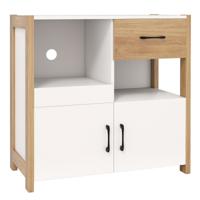 Keuken Kast Buffetkast met 2 Deuren & Lades Buffet Sideboard Modern 80 x 31,5 x 82cm Wit