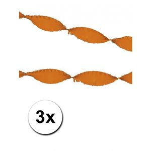 3 oranje crepe papier slingers 5 m   -