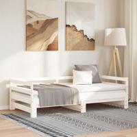 Slaapbank uitschuifbaar massief grenenhout wit 2x(90x200) cm