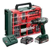 Metabo BS 18 SET Accu-boorschroefmachine 18 V | 2 x 2.0 Ah accu + lader | In kunststof koffer + 74-delige mobiele werkplaats - 602207710