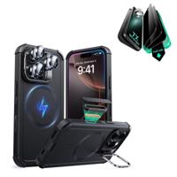 iPhone 16 Pro Max Cyber Tough Magnetic Case Privacy Protection Bundle (Camera Control, Stash Stand) - Black