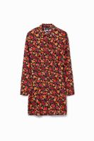 Korte overhemdjurk bloemen - RED - L