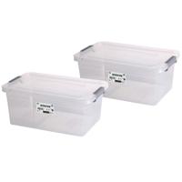 Urban Living Opberg box - 2x - 8,5 liter - 35 x 23 x 15 cm - met deksel en clips - waterdicht