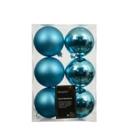 Kerstballen kunststof d8 cm blauw 6 st Decoris - Decoris Kerstballen kunststof d8 cm blauw 6 st Decoris - Decoris