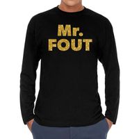 Mr. Fout goud glitter long sleeve t-shirt zwart voor heren