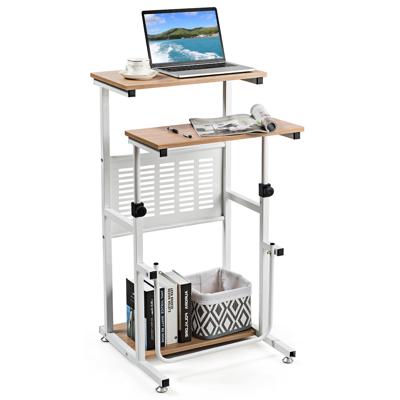 Zit-Sta-Computertafel in Hoogte Verstelbaar Computerbureau Werktafel met Printerstandaard Voetensteun 55 x 53 x (68-98) cm